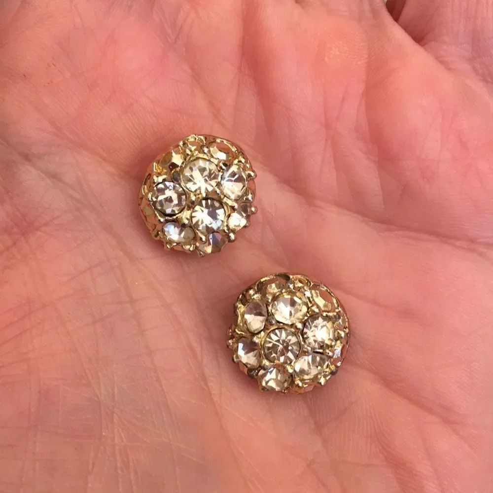 Goldtone Rhinestone Buttons Set of Two - Picture 7 of 8